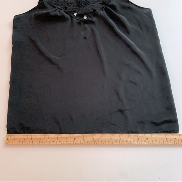 Chagall Black Camisole Sz 10 Floral Lace Trim - Picture 11 of 14